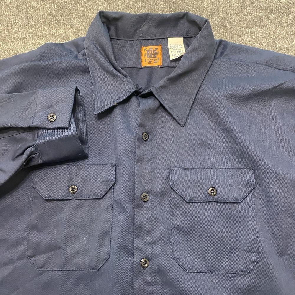 Vintage 90s Big Ben Wrangler Long Sleeve Work Shirt Mens 4XL Double Pockets